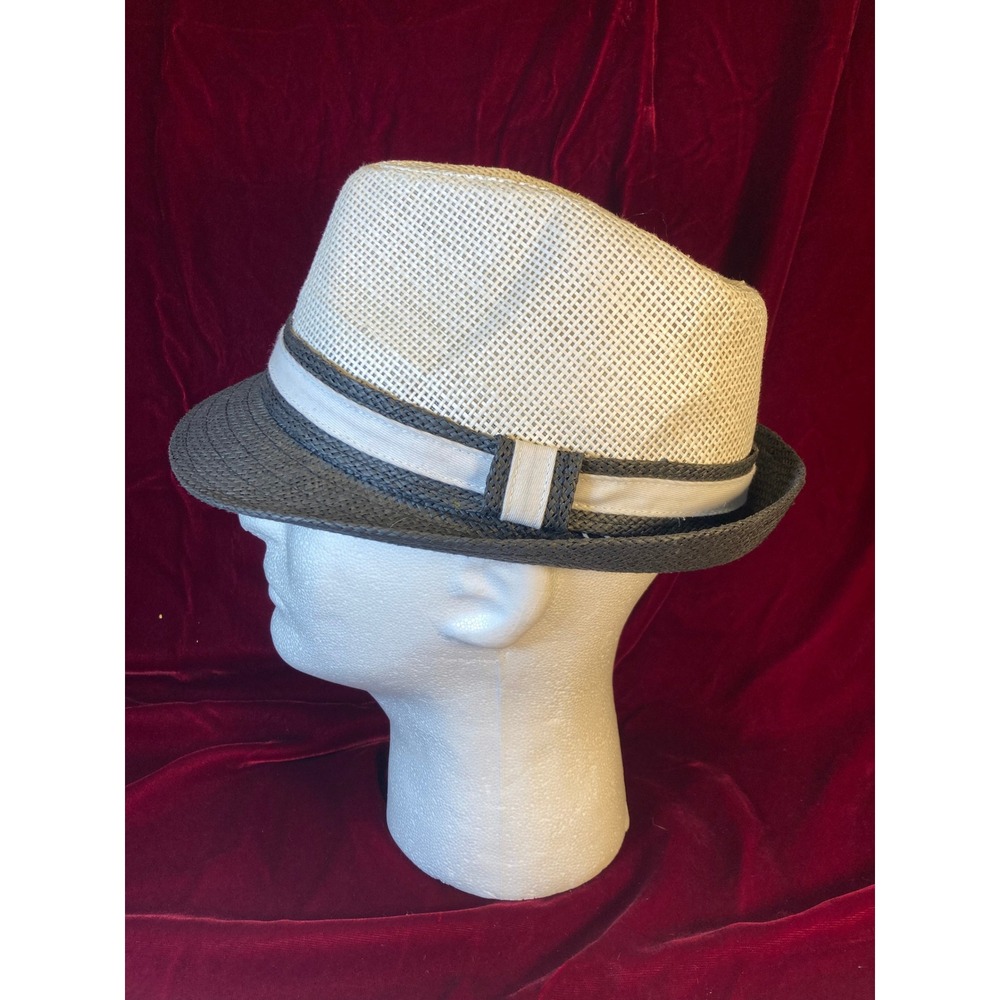Magid Hats Mens Two Tone Woven Fedora White Grey Summer Sun Hat Short Brim